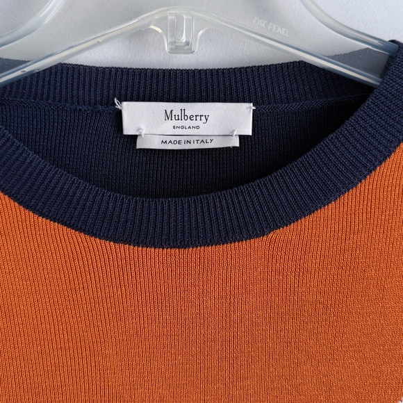 Mulberry England Silk Cotton Knit Sweater S Geometric Chevron Italy Luxury - Picture 6 of 13